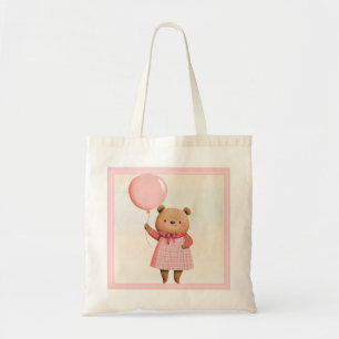 Bolsa Tote Urso do Balão Rosa com Saída de Xadrez
