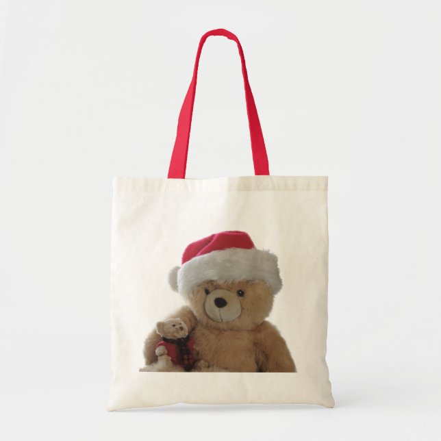 Bolsa Tote Urso do papai noel com pouca sacola do orçamento (Frente)