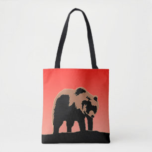 Bolsa Tote Urso Grizzly no Sunset - Arte original sobre a vid