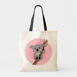 Bolsa Tote Urso Koala Bonito - Garota Cinza Rosa