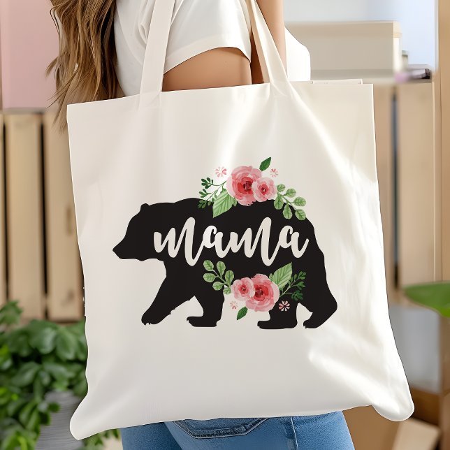Bolsa Tote Urso Mãe Elegante Rústico Floral Flores Mamãe (Criador carregado)