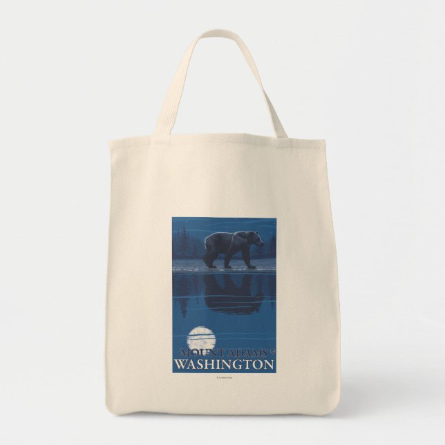 Bolsa Tote Urso na Lua - Monte Adams, Washington (Frente)