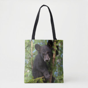 Bolsa Tote Urso Negro Brincando em Árvores
