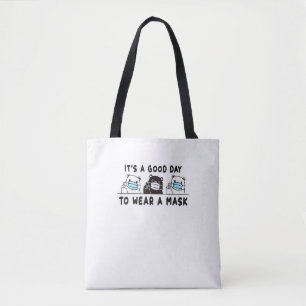 Bolsa Tote Urso Negro Polar Vestindo Máscara Engraçado
