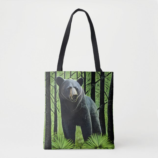 Bolsa Tote Urso Negro Selvagem abstrato Russo (Frente)