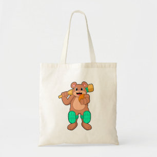 Bolsa Tote Urso no Cricket com bastão de Cricket