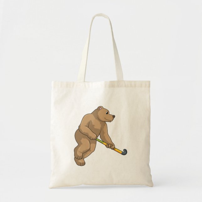 Bolsa Tote Urso no Hockey com Taco de Hóquei (Frente)