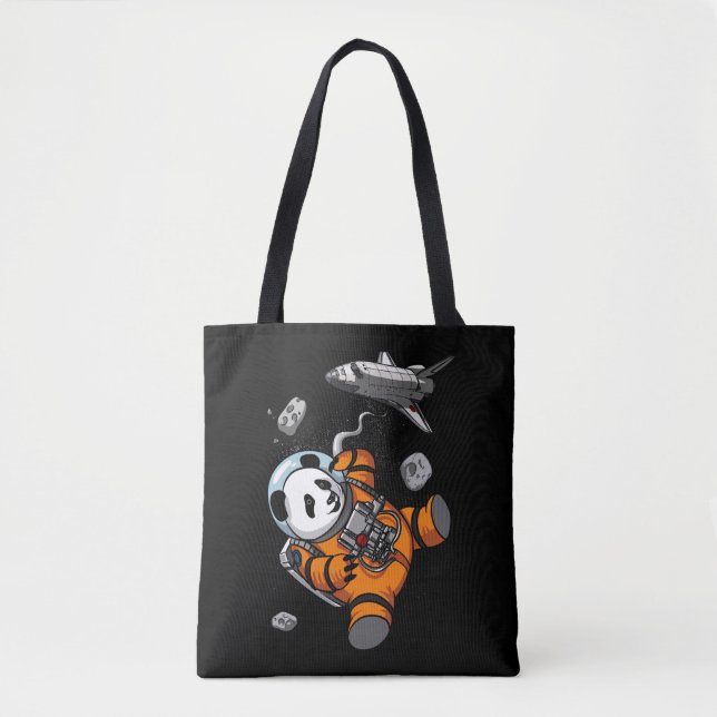 Bolsa Tote Urso Panda Astronauta Espacial Animal Engraçado (Frente)