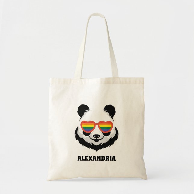 Bolsa Tote Urso Panda Bonito | Arco-íris | LGBTQ (Frente)