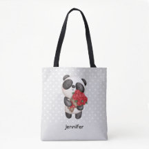 Urso Panda Bonito com Rose Bouquet