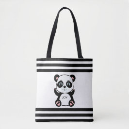 Bolsa Tote Urso Panda Moderno e Branco Preto Stripado