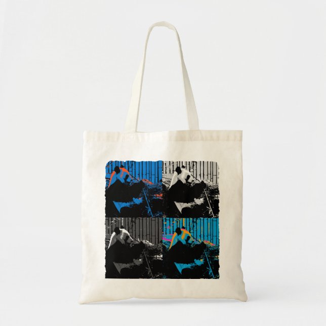 Bolsa Tote Urso Panda Multi-painel de Design de Arte Moderna (Frente)