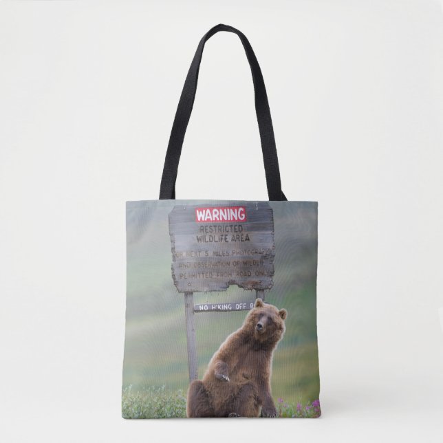 Bolsa Tote Urso Pardo Brinca Com Placa (Frente)