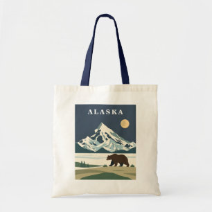 Bolsa Tote Urso Pardo de Viagens Vintage do Alasca