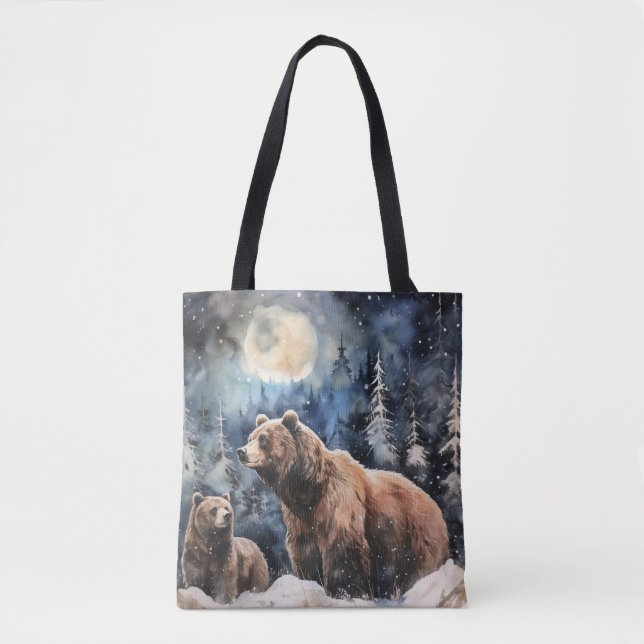 Bolsa Tote Urso Pardo e Bebê (Frente)
