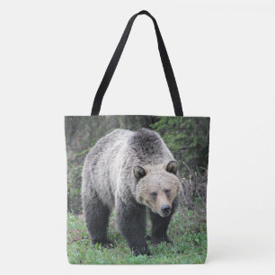 Bolsa Tote Urso Pardo em Pé em Clareira na Floresta