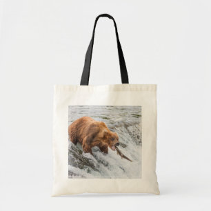Bolsa Tote Urso Pardo Pega Salmão Vermelho