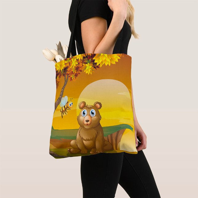 Bolsa Tote Urso Pardo Pôr do Sol (Criador carregado)