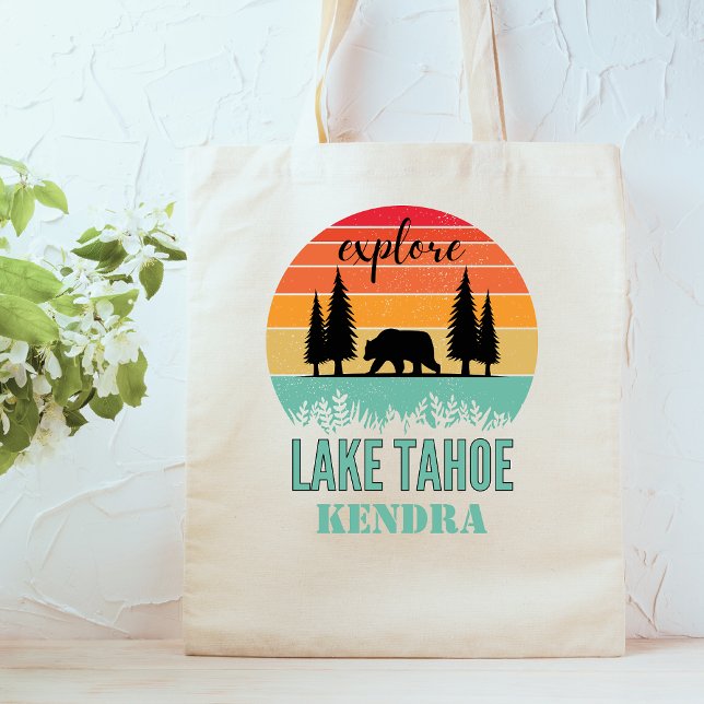 Bolsa Tote Urso Personalizado do Lago Tahoe California (Criador carregado)