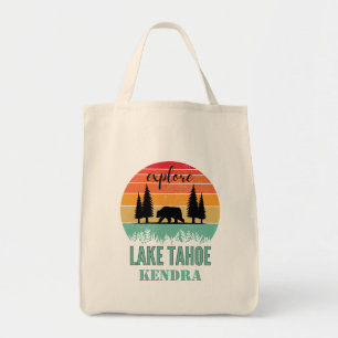 Bolsa Tote Urso Personalizado Retro Lago Tahoe Califórnia