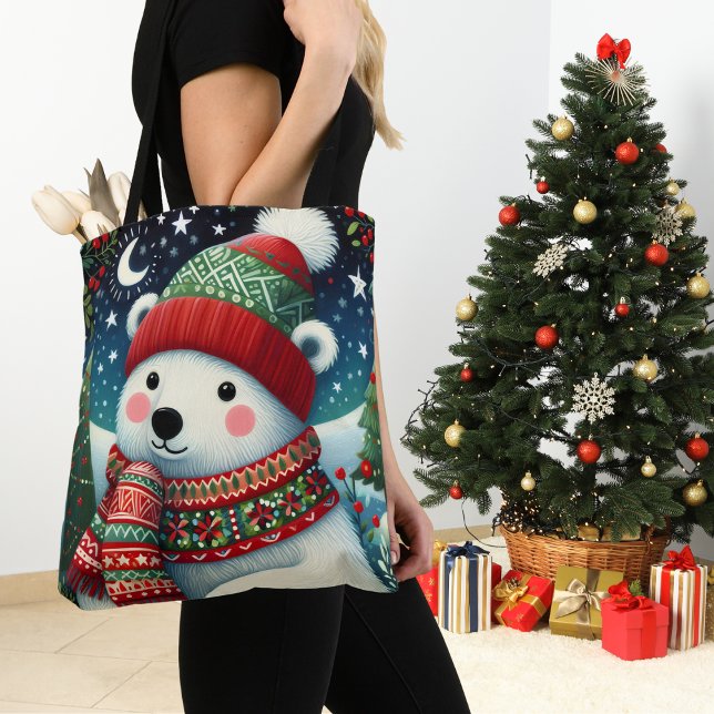 Bolsa Tote Urso Polar Caprichoso de Natal (Criador carregado)