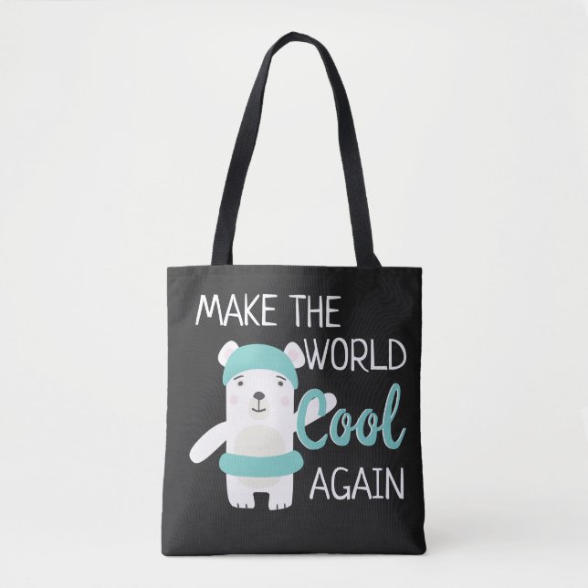 Bolsa Tote Urso polar com anel de natação das alterações clim (Frente)