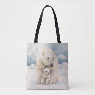 Bolsa Tote Urso Polar e Filhote Elegância Ártica