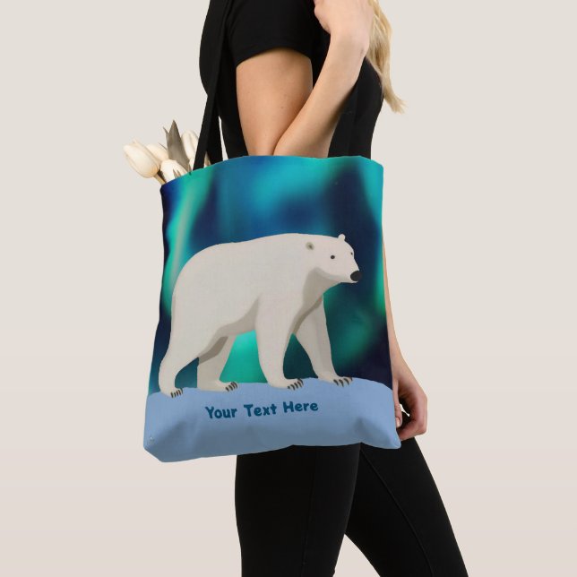Bolsa Tote Urso Polar e Luzes do Norte (Close Up)