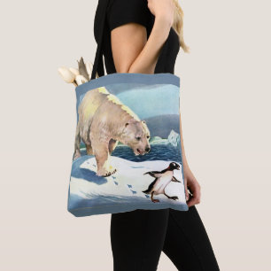 Bolsa Tote urso polar e pinguim dos anos 1940