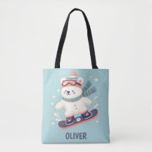 Urso Polar Fofo em Snowboard Personalizado