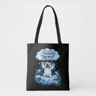 Bolsa Tote Urso Polar Kawaii a Mudança Climática é Real
