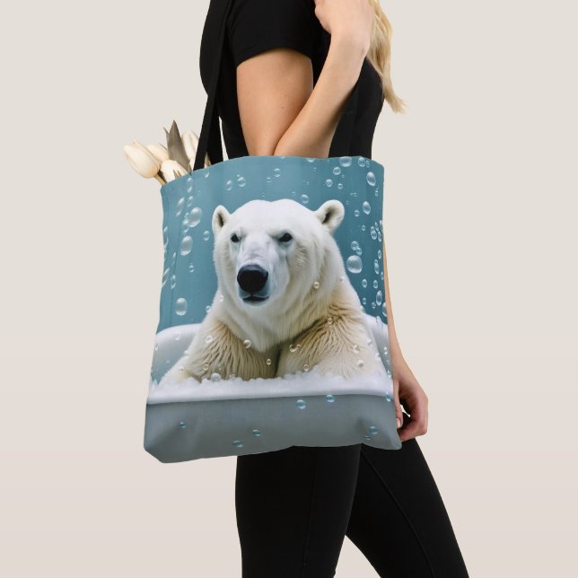 Bolsa Tote Urso Polar Na Banheira De Bolhas (Close Up)
