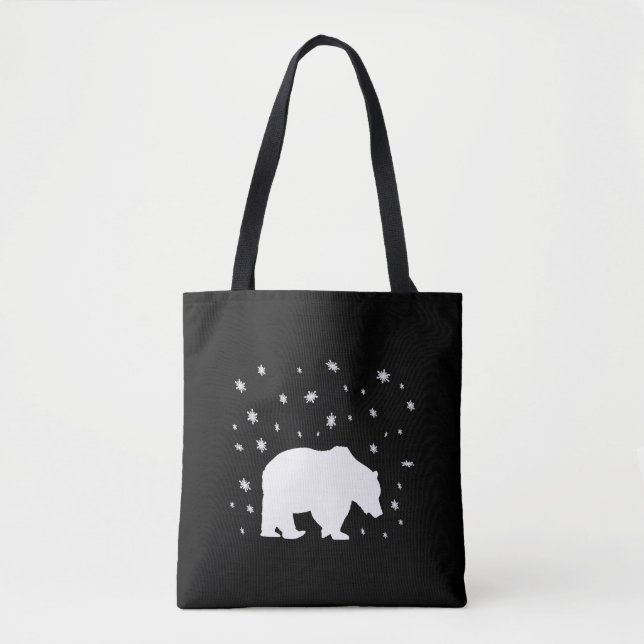 Bolsa Tote Urso Polar Na Neve (Frente)