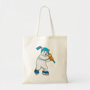 Bolsa Tote Urso polar no hóquei no gelo com Stick