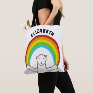 Bolsa Tote Urso Polar Personalizado e Arco-Íris