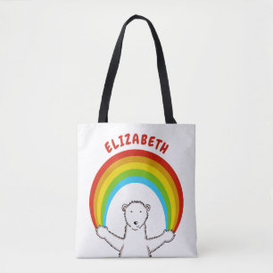 Bolsa Tote Urso Polar Personalizado e Arco-Íris