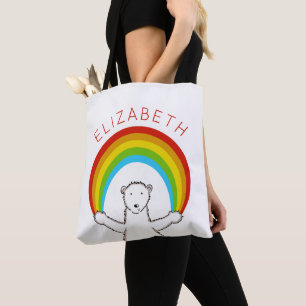 Bolsa Tote Urso Polar Personalizado e Arco-Íris