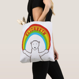 Bolsa Tote Urso Polar Personalizado e Arco-Íris
