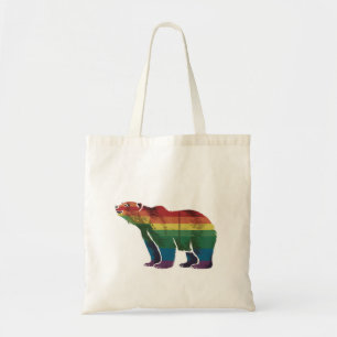Bolsa Tote Urso Polar Retrô Arco-Íris Lésbica LGBT Gay Orgulh
