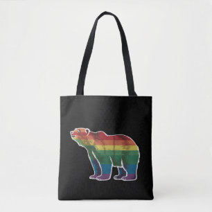 Bolsa Tote Urso Polar Retrô Arco-Íris Lésbica LGBT Orgulho Ga