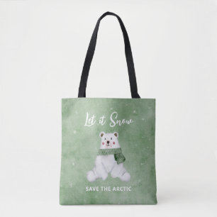 Bolsa Tote Urso Polar Vestindo Espinho Verde, Salve o Ártico