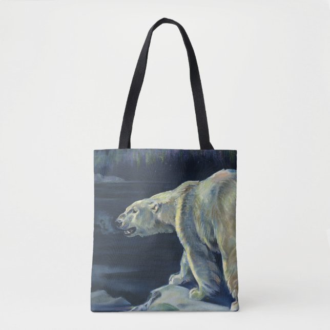 Bolsa Tote Urso Polar Vintage, Animais Marinhos Árcticos (Frente)