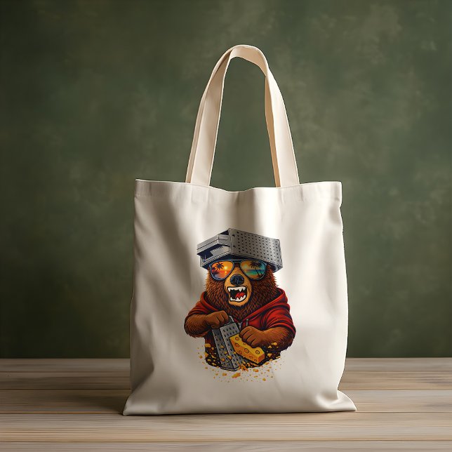 Bolsa Tote Urso Retro Com Chapéu Espeto de Queijo e Óculos de (Criador carregado)