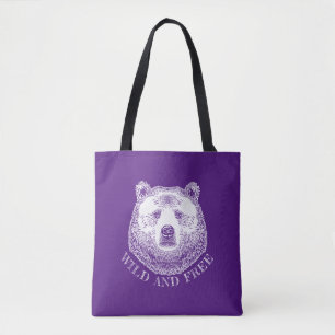 Bolsa Tote Urso, Selvagem E Gratuita, Ilustração Desenhada À 