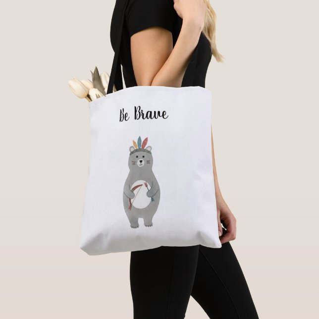 Bolsa Tote Urso Tribal Corajoso (Close Up)