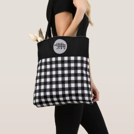 Bolsa Tote Urso Xadrez Branco Negro