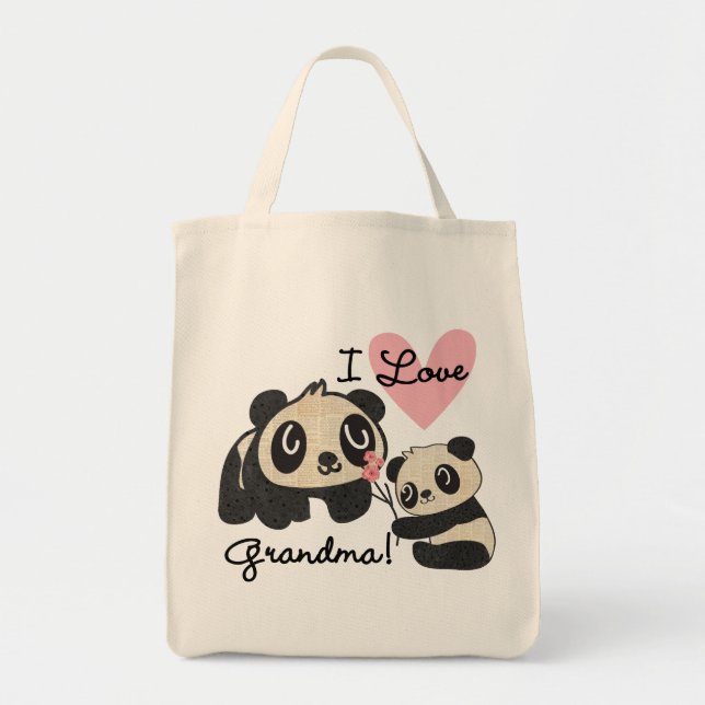 Bolsa Tote Ursos de panda eu amo a avó (Frente)