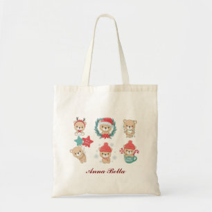 Bolsa Tote   Ursos de Teddy de Natal Personalizado