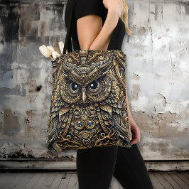 Bolsa Tote Ursos e Coruja de Metal Steampunk