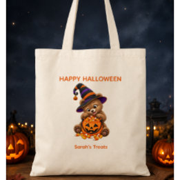 Bolsa Tote Ursozinho de Halloween Personalizado com Doces